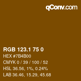 カラーコード: RGB 123.1 75 0 | qconv.com