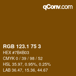 カラーコード: RGB 123.1 75 3 | qconv.com