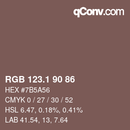 カラーコード: RGB 123.1 90 86 | qconv.com