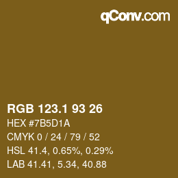 カラーコード: RGB 123.1 93 26 | qconv.com