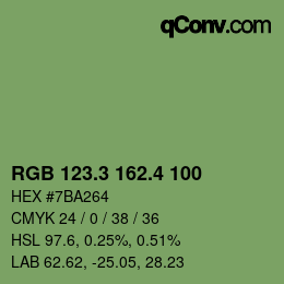 カラーコード: RGB 123.3 162.4 100 | qconv.com