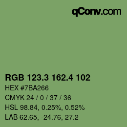 カラーコード: RGB 123.3 162.4 102 | qconv.com