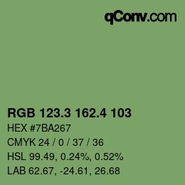 カラーコード: RGB 123.3 162.4 103 | qconv.com