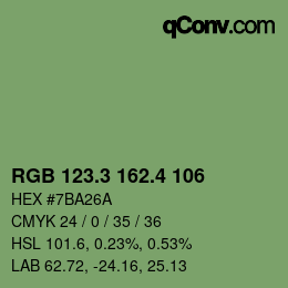 カラーコード: RGB 123.3 162.4 106 | qconv.com