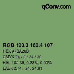 カラーコード: RGB 123.3 162.4 107 | qconv.com