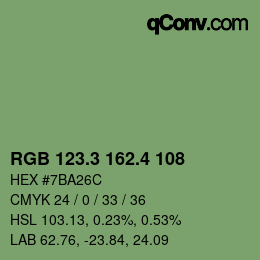 カラーコード: RGB 123.3 162.4 108 | qconv.com