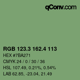 カラーコード: RGB 123.3 162.4 113 | qconv.com