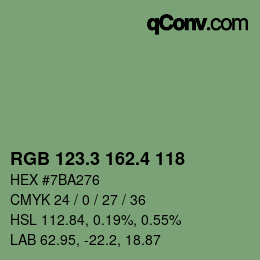 カラーコード: RGB 123.3 162.4 118 | qconv.com