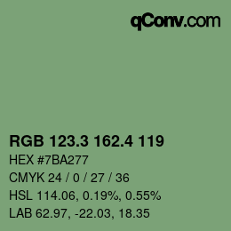 カラーコード: RGB 123.3 162.4 119 | qconv.com