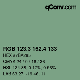 カラーコード: RGB 123.3 162.4 133 | qconv.com