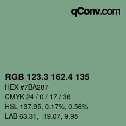 カラーコード: RGB 123.3 162.4 135 | qconv.com