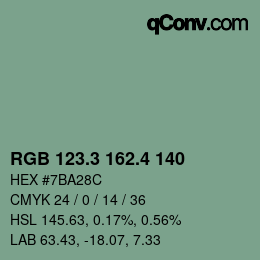 カラーコード: RGB 123.3 162.4 140 | qconv.com