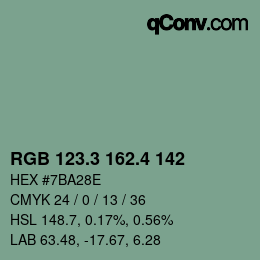 カラーコード: RGB 123.3 162.4 142 | qconv.com