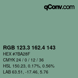 カラーコード: RGB 123.3 162.4 143 | qconv.com