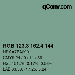 カラーコード: RGB 123.3 162.4 144 | qconv.com
