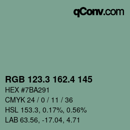 カラーコード: RGB 123.3 162.4 145 | qconv.com