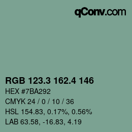 カラーコード: RGB 123.3 162.4 146 | qconv.com