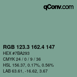 カラーコード: RGB 123.3 162.4 147 | qconv.com