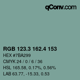 カラーコード: RGB 123.3 162.4 153 | qconv.com