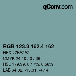 カラーコード: RGB 123.3 162.4 162 | qconv.com