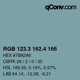 カラーコード: RGB 123.3 162.4 166 | qconv.com