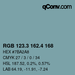 カラーコード: RGB 123.3 162.4 168 | qconv.com