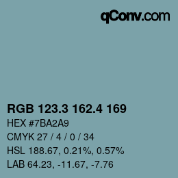 カラーコード: RGB 123.3 162.4 169 | qconv.com