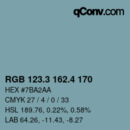 カラーコード: RGB 123.3 162.4 170 | qconv.com
