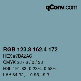 カラーコード: RGB 123.3 162.4 172 | qconv.com