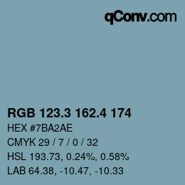 カラーコード: RGB 123.3 162.4 174 | qconv.com