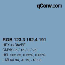 カラーコード: RGB 123.3 162.4 191 | qconv.com