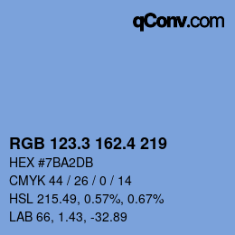 カラーコード: RGB 123.3 162.4 219 | qconv.com