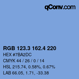 カラーコード: RGB 123.3 162.4 220 | qconv.com