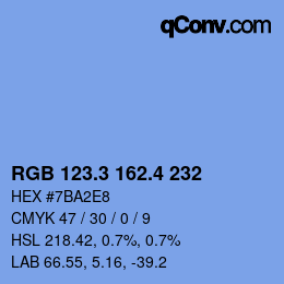 カラーコード: RGB 123.3 162.4 232 | qconv.com