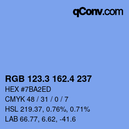 カラーコード: RGB 123.3 162.4 237 | qconv.com