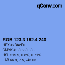 カラーコード: RGB 123.3 162.4 240 | qconv.com