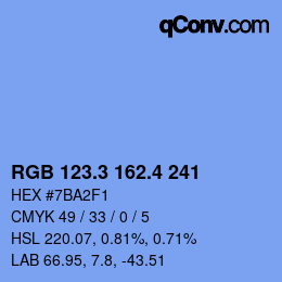 カラーコード: RGB 123.3 162.4 241 | qconv.com