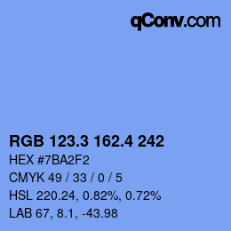 カラーコード: RGB 123.3 162.4 242 | qconv.com