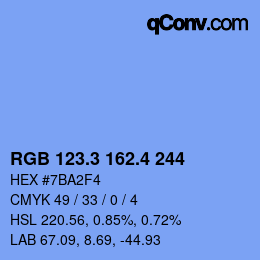 カラーコード: RGB 123.3 162.4 244 | qconv.com