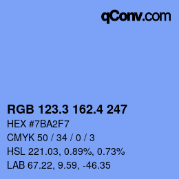 カラーコード: RGB 123.3 162.4 247 | qconv.com