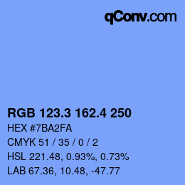 カラーコード: RGB 123.3 162.4 250 | qconv.com