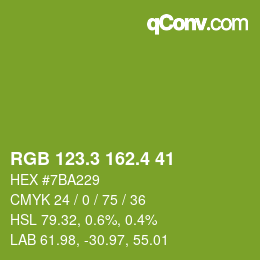 カラーコード: RGB 123.3 162.4 41 | qconv.com