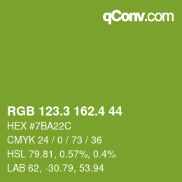 カラーコード: RGB 123.3 162.4 44 | qconv.com
