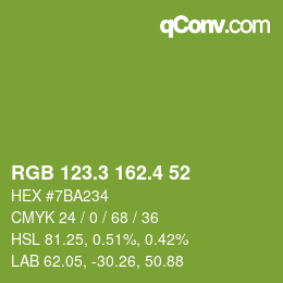 カラーコード: RGB 123.3 162.4 52 | qconv.com