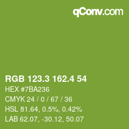 カラーコード: RGB 123.3 162.4 54 | qconv.com