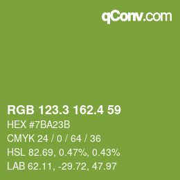 カラーコード: RGB 123.3 162.4 59 | qconv.com