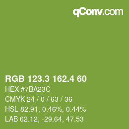 カラーコード: RGB 123.3 162.4 60 | qconv.com