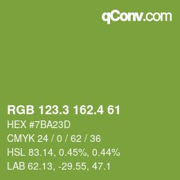 カラーコード: RGB 123.3 162.4 61 | qconv.com