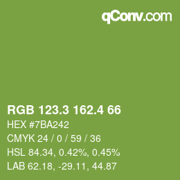 カラーコード: RGB 123.3 162.4 66 | qconv.com