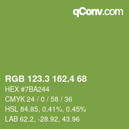 カラーコード: RGB 123.3 162.4 68 | qconv.com